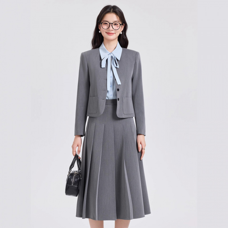 Women Formal Wear Interview - Conjunto de terno curto cinza para