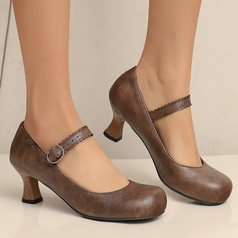 Women Formal Wear With Shoes - Sapatos Femininos Retrô Mary Jane com