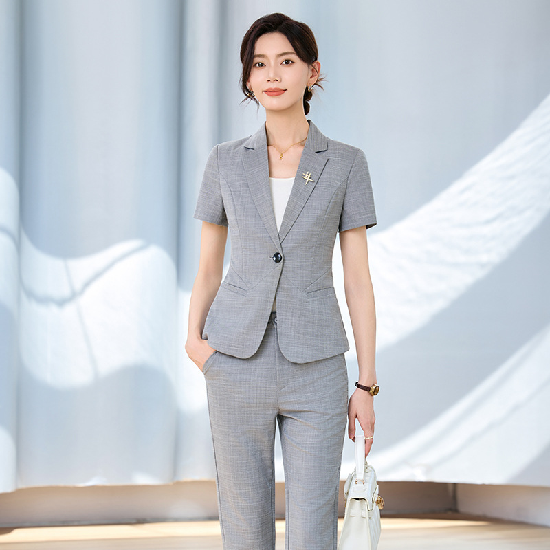 Women Formal Wear Interview - Conjunto feminino de manga curta para