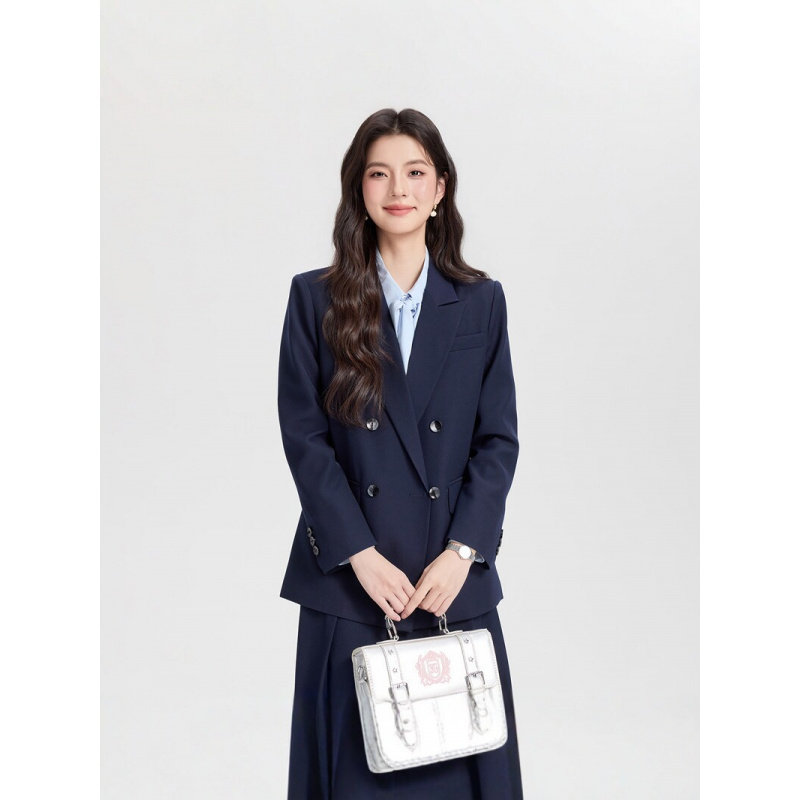 Women Formal Wear Interview - Novo Terno Feminino Azul Marinho Transpassado