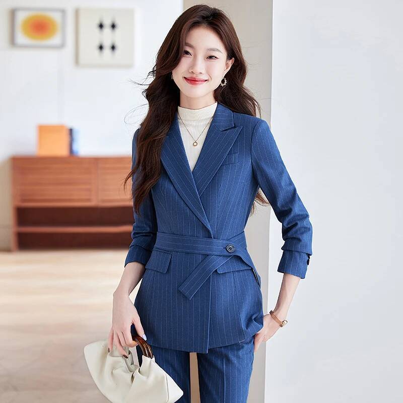 Women'S Formal Wear Pantsuits - Alta qualidade tecido elegante listrado formal