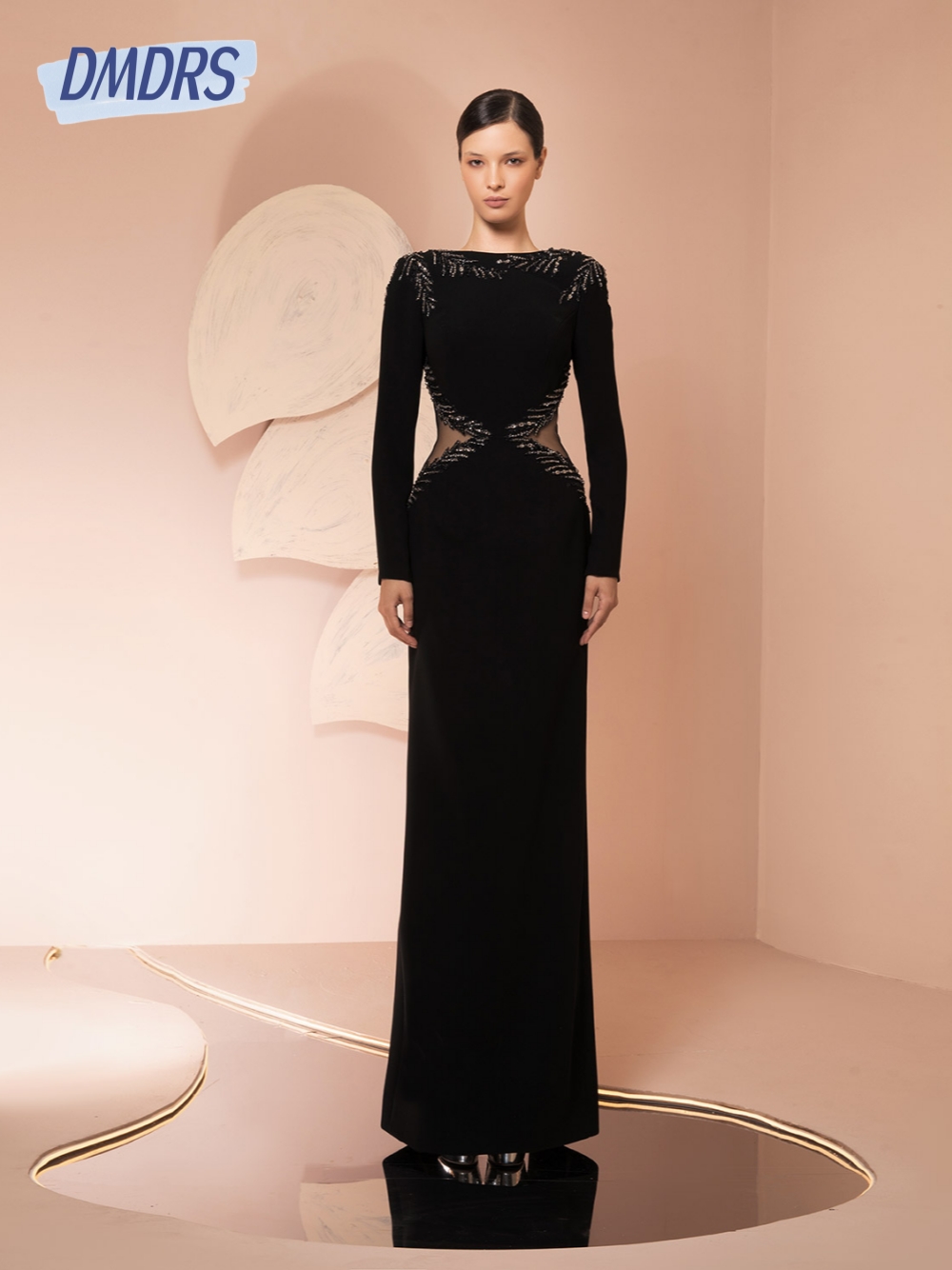 Women Formal Wear Dubai - Preto cortar vestido de noite elegante