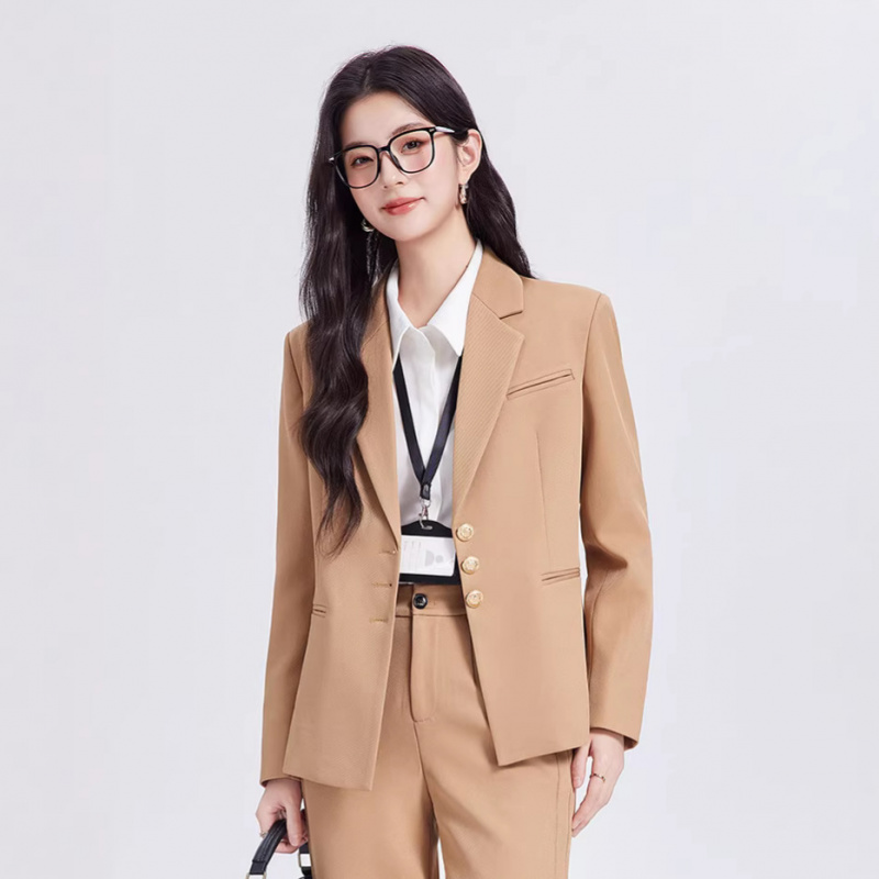 Women Formal Wear Interview - Conjunto de terno feminino cáqui, de