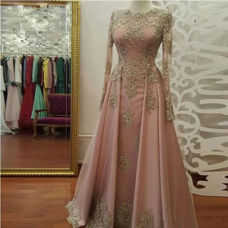 Blush rosa ouro manga longa ve - Women Formal Wear Dubai avaliação e preço
