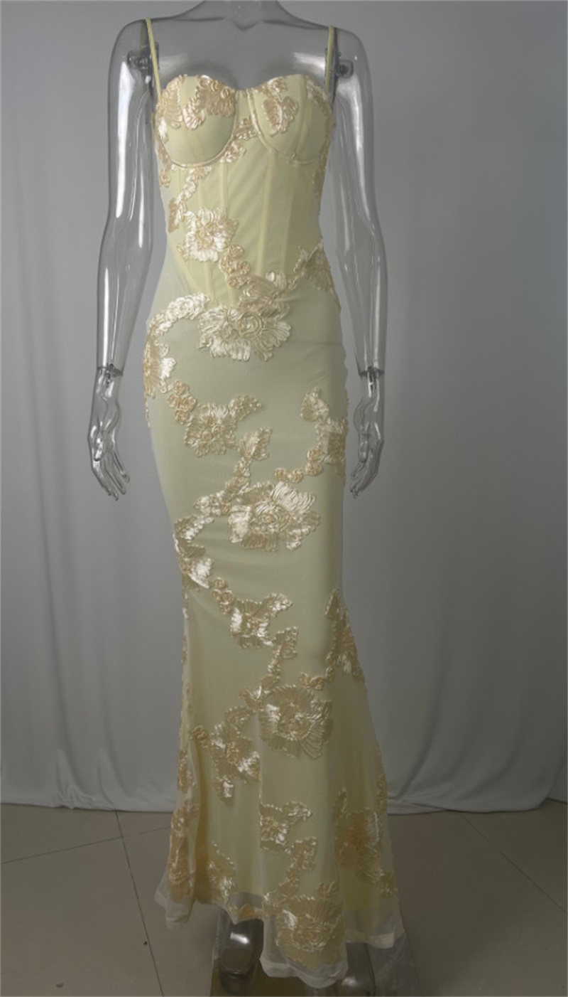 Amarelo bordado feminino vesti - Yellow Formal Wear Women avaliação e preço
