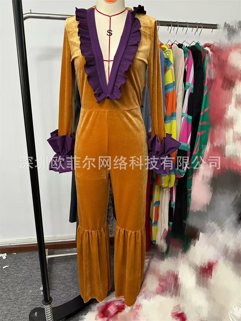 Macacão Feminino de Veludo Ama - Yellow Formal Wear Women avaliação e preço